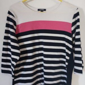Ladies Size 1X Chaps Pullover 3/4 Sleeve Top Tunic, Stripes